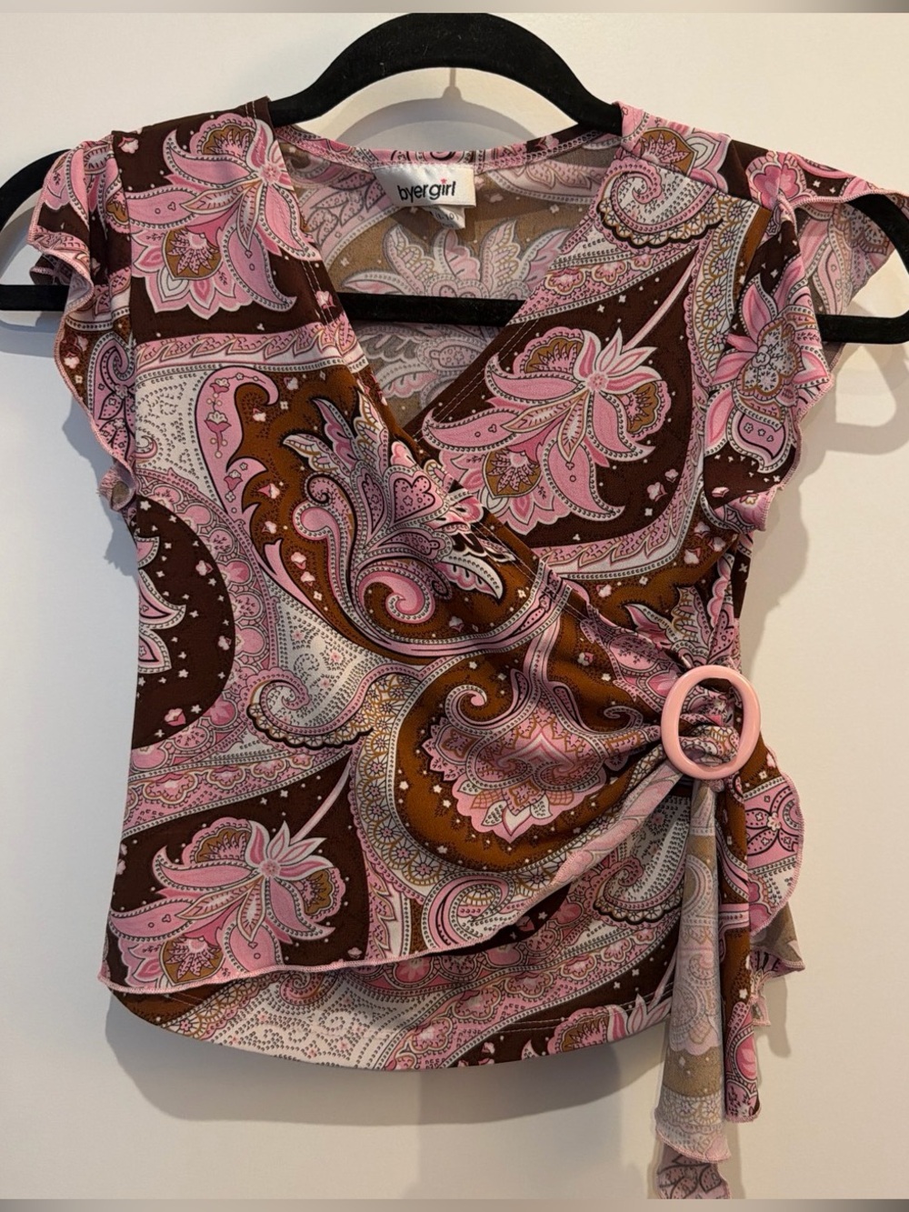 Pink and Brown Paisley Wrap Tank Top
